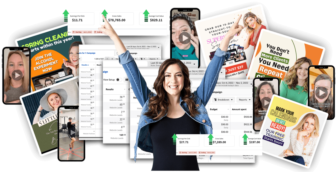 Real client campaigns: ad creative, Meta Ads Manager reports and campaign dashboards