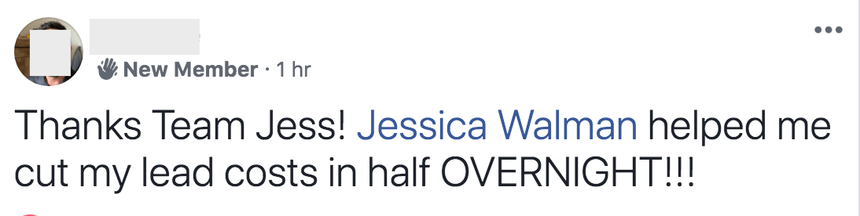 Post: Jessica Walman helped me cut my lead costs in half overnight